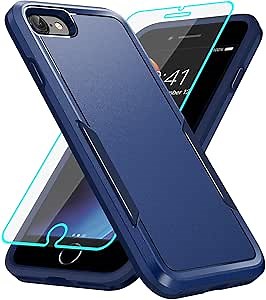 for iPhone 8/7/iPhone SE 2020 Case with Screen Protection: Heavy Duty Protective Shockproof and Scratch Proof Cell Phone case for iPhone 2022 Blue