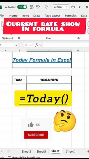 Current Date Show in Excel Formula | Aaj ki Date Automatic Kaise Nikale? #shorts#shortcut #excel#ai