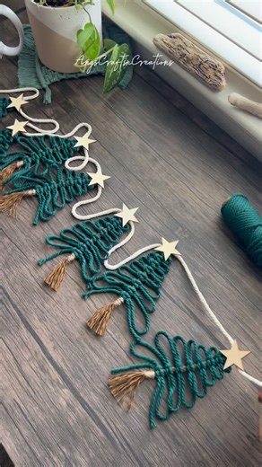 AngscraftsnCreations Macrame on Instagram: "My macrame tree garland is one of my best sellers this season! I love the unique bohemian vibe it brings! • You can grab your own on my Etsy shop, or if you would like to make one yourself, follow my full tutorial on my YouTube. • Links are located in my bio. • #macrame #macramedecor #macramechristmas #handmadechristmas #christmasgarland #christmascraft"