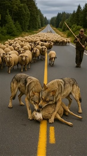 영웅 농부, 양을 지키기 위해 늑대들과 맞서 싸우다! Hero Farmer Fights TWO Wolves to Save His Sheep!😱英雄の農夫、羊を守るためにオオカミと戦う！