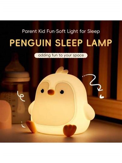 Soft Silicone Penguin LED Night Light, Touch Control, Squeeze Sensitive Bedside Lamp, 3 Brightness Levels, 7 Color Adjustable, Rechargeable, Great Christmas Gift For Friends And Family | SHEIN