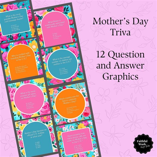 Mother's Day Trivia Quiz: 12 Question Answer Graphics (digital Download) - Etsy