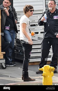 Harry Styles One Direction band members arriving at the X Factor studio to rehearse for their performance for the tonight's elimination show Los Angeles, California - 08.11.12 Featuring: Harry Styles Where: Hollywood, CA, United States When: 08 Nov 2012 Stock Photo - Alamy
