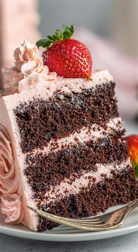 Chocolate Kahlua Cake with Strawberry Buttercream is rich, boozy, and perfectly balanced with fruity sweetness 📋 Ingredients Chocolate Cake ● 3 cups all-purpose flour ● 3 cups granulated sugar ● 1½ cups special dark cocoa powder ● ½ cup unsweetened cocoa powder ● 1 tbsp baking powder ● 1½ tsp baking soda ● 1½ tsp kosher salt ● 4 large eggs ● ½ cup sour cream ● 1 cup buttermilk ● 1 cup warm water ● ½ cup Kahlua ● ½ tsp espresso powder ● ½ cup canola oil ● 1 tbsp pure vanilla extract Strawberry B