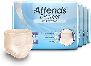 Attends Discreet Incontinence Care Women's Protective Underwear with Dual Leakage Protection, Medium, 80Count