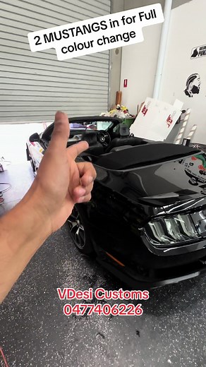 Wrapping 2 mustangs , one with PPF and one with wrap. #gtechniq #vdesi #desi2vdesi #carwrap #desicarwrapper #melbourne #browntiktok #pindtarneit #tarneitpind🇦🇺🇦🇺 #mustang #rjrandhawa #CapCut