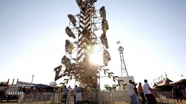 Amusement park ride fast motion