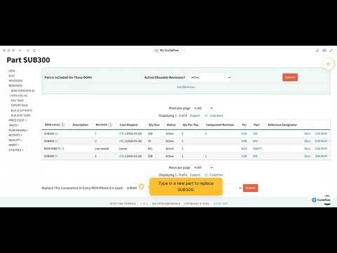 How to Use the BOM Use Screen to Replace Components