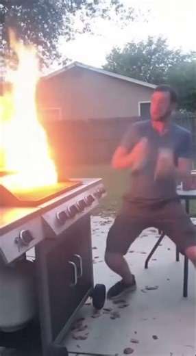 BBQ Grill Explodes Into Flames!