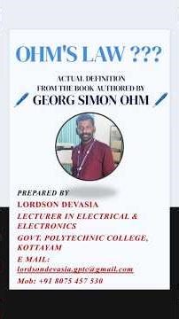 Ohm's Law | From the book authored by GEORG SIMON OHM