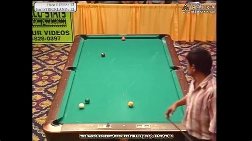 Dr. Dave shows highlights, provides some analysis, and shows options for several important shots from the greatest pool match of all time between Efren "Bata" "The Magician" Reyes and Earl "The Pearl" Strickland, the Finals of the 1995 Sands Regency Open XXI: https://youtu.be/RhhrlcbnmXA Contents: 0:00 – Intro 0:51 – Early Racks 2:00 – Golden Break 3:19 – Earl Rail-First Re-Creation 4:59 – Magician Golden Kick-Carom 6:35 – The Game Nobody Wanted to Win 8:11 – Largest Lead in the Match 8:47 – Ear