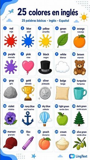 25 colores en inglés con pronunciación y traducción al español