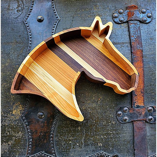 Horse Shaped Wood Tray | Equestrian Gift | Barn Friend Present | Handmade Maple Walnut Cherry | Horse Lover Decor | Rustic Catch-all Dish - Etsy
