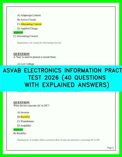 Pass the 2026 ASVAB: 40 Electronics Information Practice Questions with Full Explanations