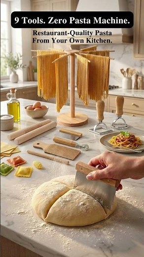 9 Tools. Zero Pasta Machine. Restaurant-Quality Pasta From Your Own Kitchen.