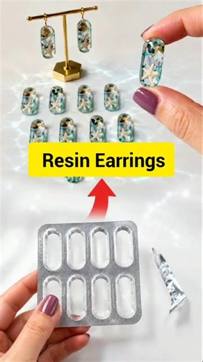 Resin Earrings From Pill Packaging 😱💊 #shortvideo #resinart #diy #crafts