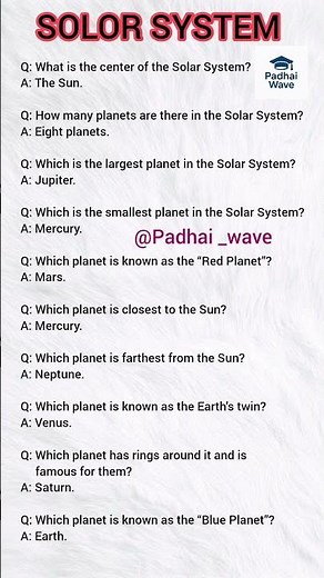 SOLOR SYSTEM Questions