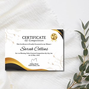 Editable Competition Certificate Template: Canva Printable Award (instant Download) - Etsy