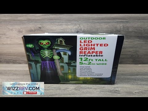 Inflatable Big 12 Ft Scary Grim Reaper Pre Lit LED Halloween Outdoor Yard