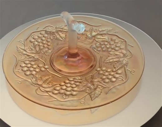 Vintage Imperial Glass Amber Grape Carnival Glass Tray – 10" Round Sandwich Plate With Frosted Handle - Etsy