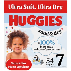 Huggies Snug & Dry Baby Diapers, Size 7 (41 lbs), 54 Count (Select for More)