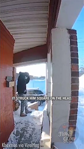 Ouch! Guy Gets Knocked by Falling Icicle 🥶😆