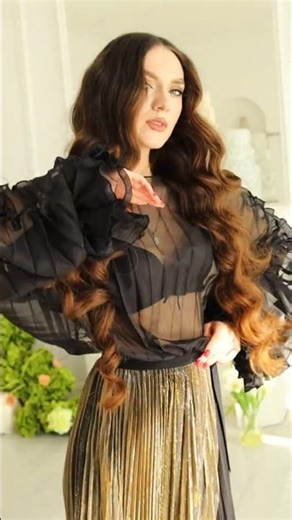 Wonderful evening suits and dresses made of pleated fabric.