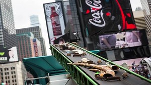 More than a ton of ivory crushed in Times Square