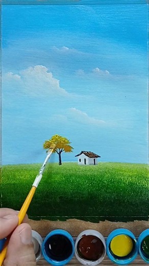 Vídeo de pintura de Paisagem com tinta acrílica e técnica de pintura em Tela #arte #comopintar #pinturaemtela #paisagem | Oziel Felix Arte