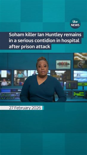 A man yelled “I’ve done it, I’ve done it” after Soham child killer Ian Huntley was attacked at a maximum security prison, according to reports. The former caretaker was assaulted in the workshop of HMP Frankland near Durham on Thursday, where he is serving a life sentence for the murders of Jessica Chapman and Holly Wells in 2002. A prisoner in his mid-40s has been identified as a suspect in the attack, but not arrested, said Durham Constabulary. #itvnews | ITV News
