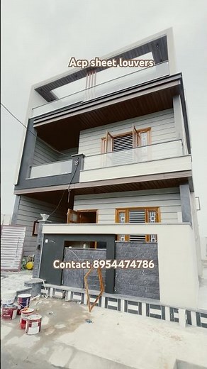 Acp sheet Louvers | exterior louvers | front elevation design #raiseinteriors #acpsheet #frontdesign