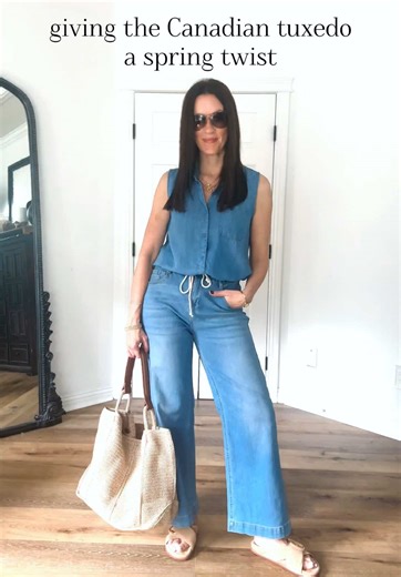 Spring Canadian Tuxedo Styles for Women Over 40