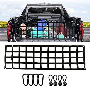 60'' x 18'' Tailgate Net for Pickup Truck Bed, Heavy Duty Tailgate Cargo Netting for Full Size Truck, Chevrolet, Ford, Toyota, GMC, Jeep