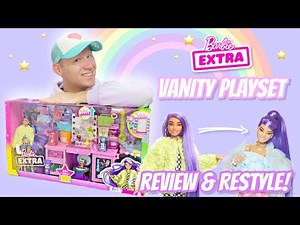 Barbie Extra Vanity Playset 💄🐶🎀 Review & Restyle!