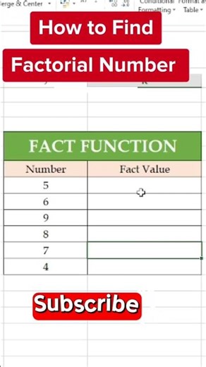Fact function in excel || How to find factorial in Excel #excel #exceltips #ytshorts #shorts #viral
