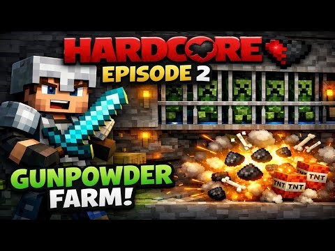 Building An Unlimted Gun Powder Farm In MINECRAFT HARDCORE #2