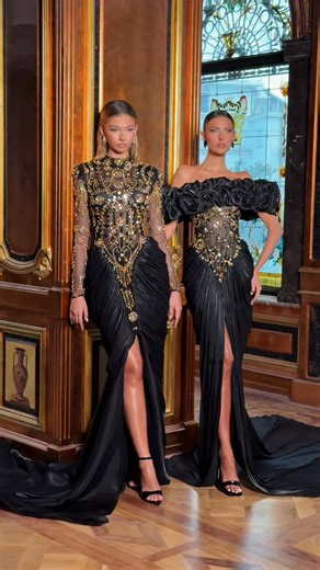 Vlora&Kaltrina on Instagram: "A Baroque Symphony - A Haute Couture Collection rooted in royal opulence. Inspired by the lavish style of Baroque art, every design summons the spirit of royalty through dramatic cuts and unapologetically extravagant details. This collection resonates like a royal overture - majestic, ornamental and magnificently grand. #vlorakaltrina #hautecouture #dress #fashion #explore"