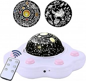 Unicorn Night Light Starry Projector for Kids with Remote Timer Music Designed, 360°Rotation 2 Projection Film Great for Baby Bedroom, Ideal Gift for 2 3 4 5-9 Years Old Girls Boys Baby Pink