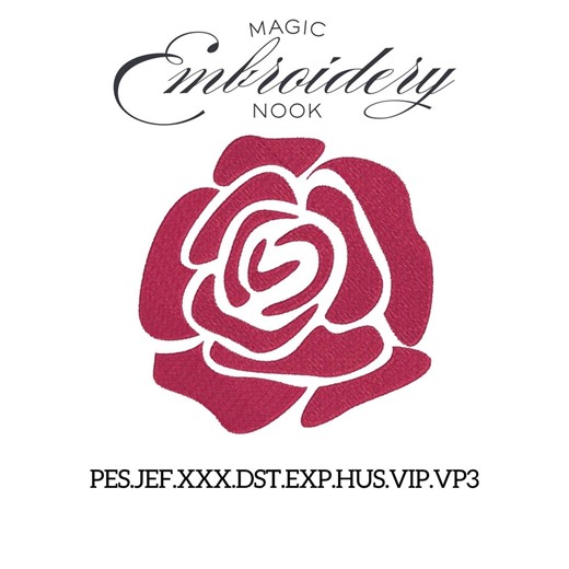 Romantic Rose Embroidery Digital File With Layered Petals. Timeless Valentines Rose Embroidery Made for Love Themed Machine Stitching. - Etsy