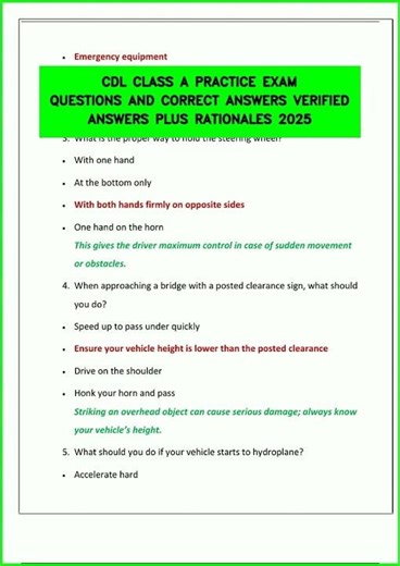 CDL CLASS A PRACTICE EXAM QUESTIONS AND CORRECT ANSWERS VERIFIED ANSWERS PLUS RATIONALES 2025 video