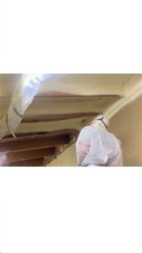 Spraying Foam on the Inside of a School's Bus Garage #insulation #sprayfoam #sprayfoaminsulation