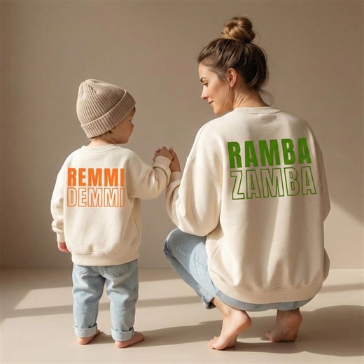 Matching Sweatshirt Set “remmi Demmi Ramba Zamba” Organic Cotton – Oversized Matching Pullover for Mother & Child – Gift for Mother and Baby - Etsy