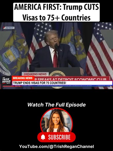 Trump moves to freeze visas for over 75 countries in a sweeping America First crackdown aimed at restoring border control and national security. Subscribe and watch the FULL show at YouTube.com/@TrishReganChannel. #trishregan #trishreganshow