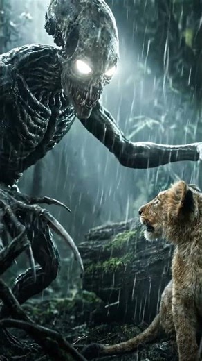 Lost Lion Cub… Then an Alien Creature Appeared 😨🔥 The rest of the story👇