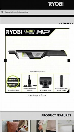 NEW Ryobi USB LITHIUM COMPACT HP HAND VACUUM KIT FVG65K