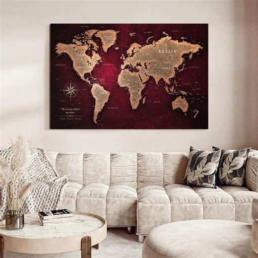 The Journey Push Pin World Travel Map - Etsy