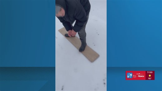 East Texan uses flooring panel to do some ice boarding