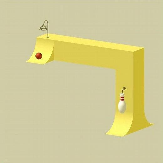 My game "Illusion Bowling", Level: A nice version of the penrose triangle