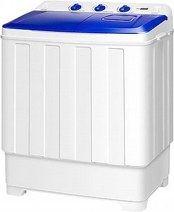 VIVOHOME Electric Portable 2 in 1 Twin Tub Mini Laundry Washer and Spin Dryer Combo Washing Machine with Built-in Drain Pump and Drain Hose and for Apartments 26lbs Blue Washer(18lbs) & Spinner(8lbs)