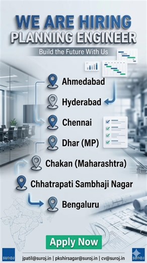 Planning Engineer Jobs 2026 | Suroj Buildcon | BE Civil / PG PAN India Hiring